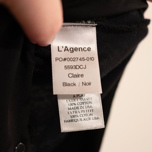 L'Agence Claire Bodysuit Black Basic Minimalist Brief Snap Button 100% Cotton XS - Picture 5 of 7
